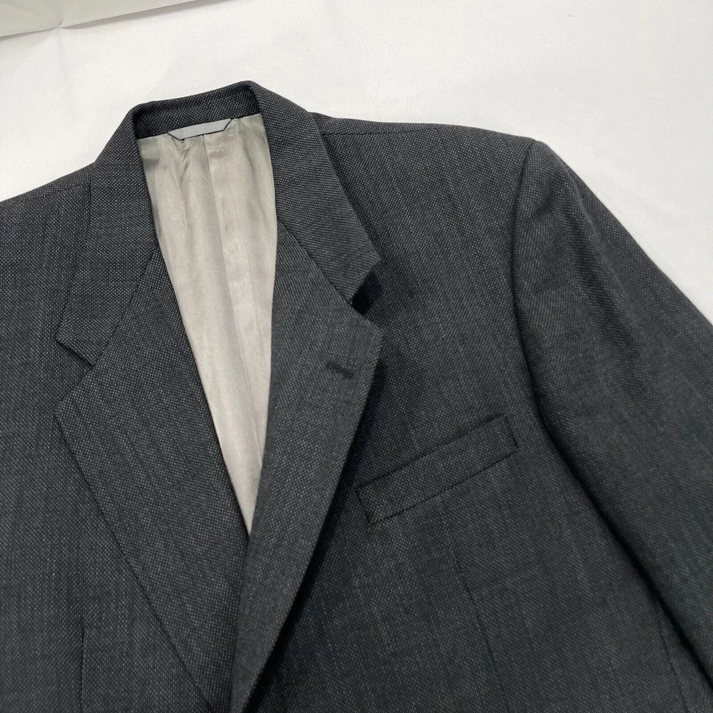 Gianni‎ 100% Wool Blazer Suit Jacket Mens 44 Black 2-Button Sport Coat